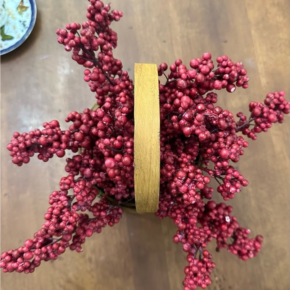 Charming Woven Basket with Vibrant Red Faux Florals - Picture 3 of 4